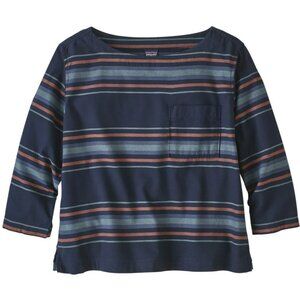Patagonia Top Catbells Striped Boxy Shirt Organic Cotton Womens Size S